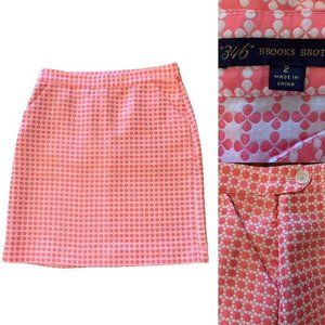346 Brooks Brothers Skirt 2 XS Pink & White Career Workwear